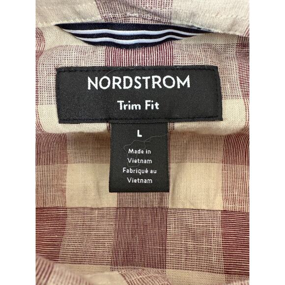 Nordstrom Size S Trim Fit Checker Casual Button Shirt Long Sleeve Collared - Picture 7 of 8